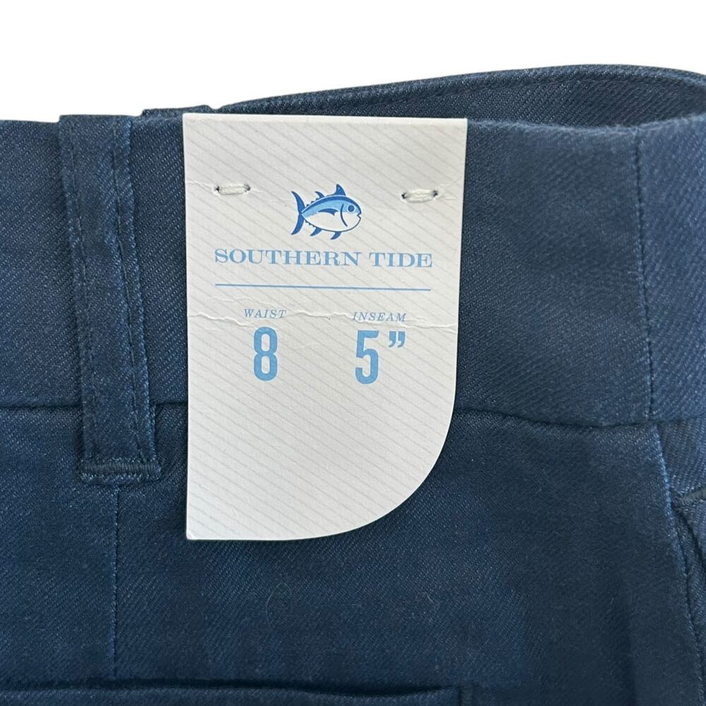 Southern Tide Jacey Twill Shorts NWT Women's 10 Dress Blue Linen Blend Pleats - Picture 5 of 7
